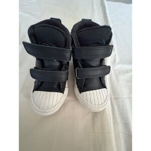 Converse All Star Toddler Black Leather High Top Snekers Size 6 Us